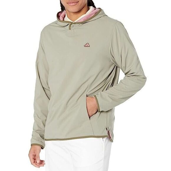 Adidas HS7591 Men's Sz M Silver Pebble Golf Go-To Lightweight Wind Hoodie - Picture 10 of 11